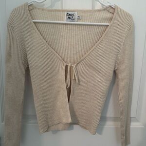 Princess Polly Cream Ribbed Knit Top